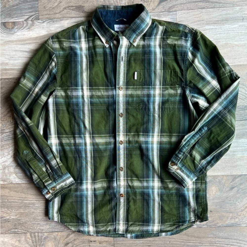 Carhartt Men’s Green Plaid Button Up Long Sleeve Shirt